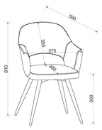Ivory Leather Effect Open Back Dining Chair Black Legs - Home Furniture Interiors