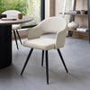 Ivory Leather Effect Open Back Dining Chair Black Legs