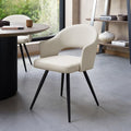 Ivory Leather Effect Open Back Dining Chair Black Legs