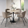 Beige Marble Effect Circular Bistro Table Black Base