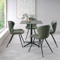 Grey Marble Effect Square Bistro Table with Black Base