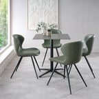 Grey Marble Effect Square Bistro Table with Black Base