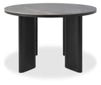 Gloss Grey Marble Effect Round Dining Table 125cm Diameter - Home Furniture Interiors
