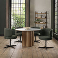Matt White Marble Effect Round Dining Table 120cm Diameter