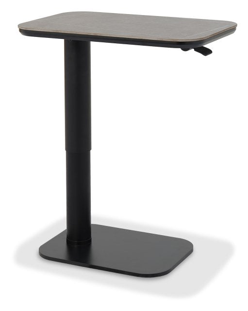Grey Marble Effect Gas Lift Adjustable Sofa Side Table - Home Furniture Interiors