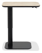 Beige Marble Effect Gas Lift Adjustable Sofa Side Table - Home Furniture Interiors