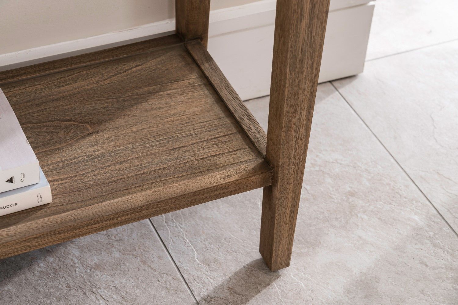 Natural Mango Wood 2 Rattan Textured Drawers Console Table with Shelf