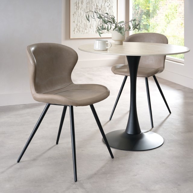 Stone Vintage Leather Effect Bistro Dining Chair