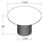 Grey Oak Round Dining Table with Black Pedestal Base - Home Furniture Interiors