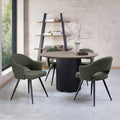 Grey Oak Round Dining Table with Black Pedestal Base