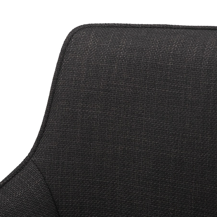 Grey Twill Fabric Dining Chairs with Oak Finish Legs in Pair