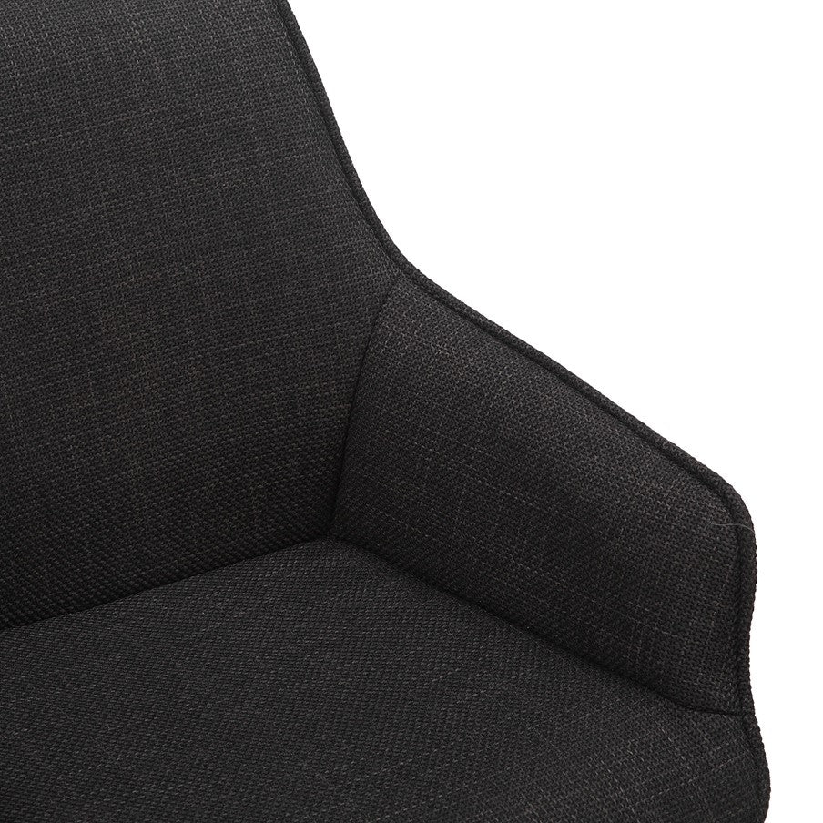 Grey Twill Fabric Dining Chairs with Oak Finish Legs in Pair