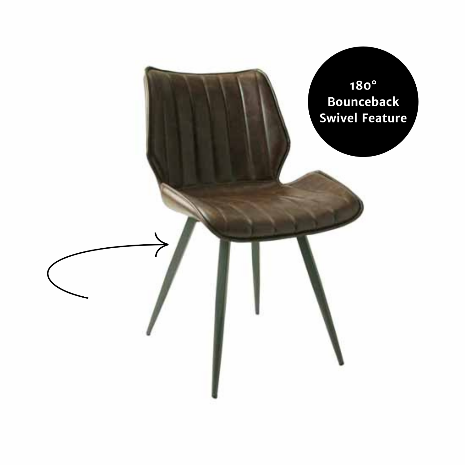 Modern Brown Vegan Leather Dining Chair with Contoured Seat and Steel Legs