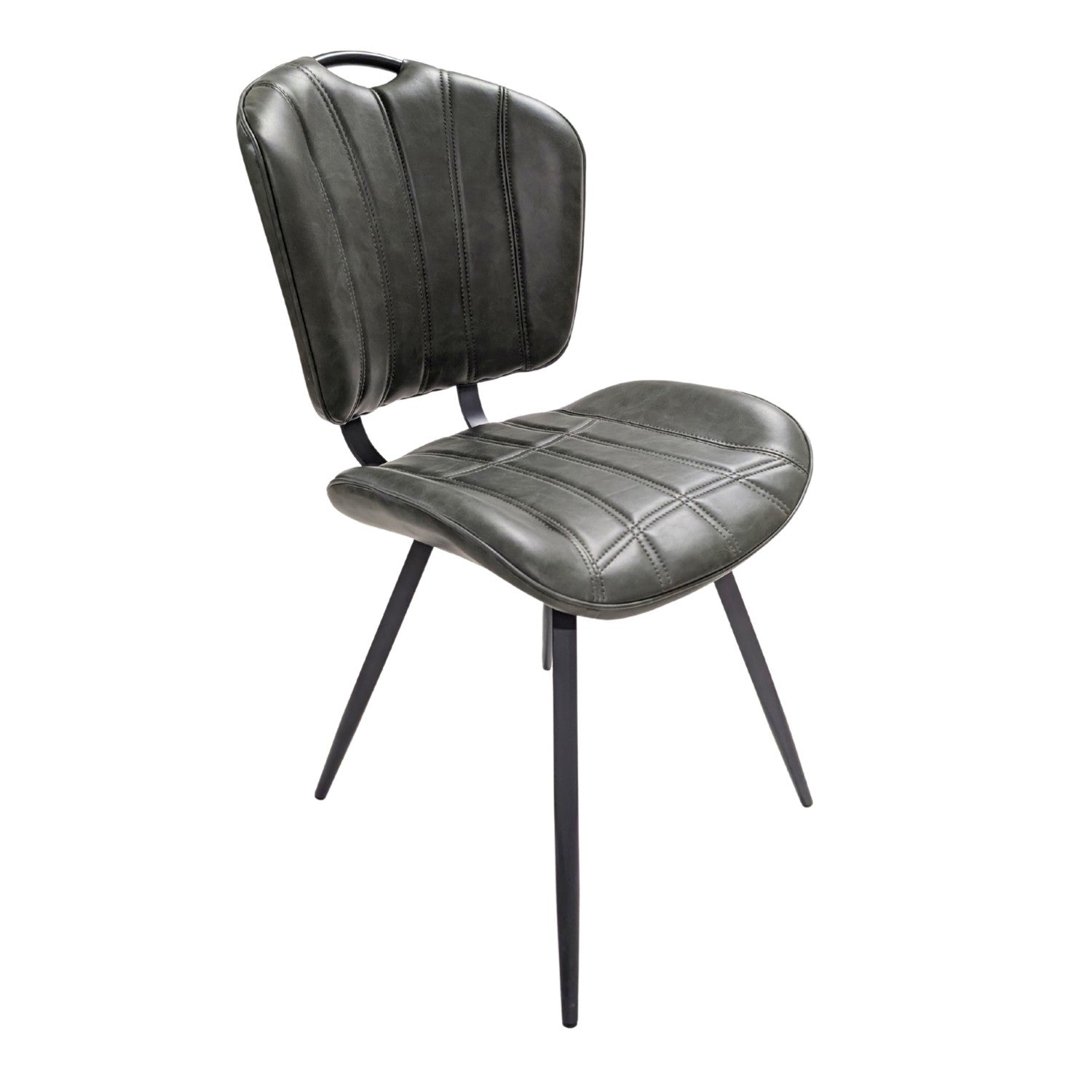 Modern Green PU Leather Upholstered Dining Chair with Black Steel Legs