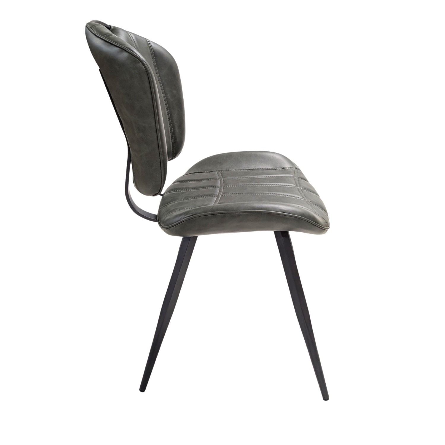 Modern Green PU Leather Upholstered Dining Chair with Black Steel Legs