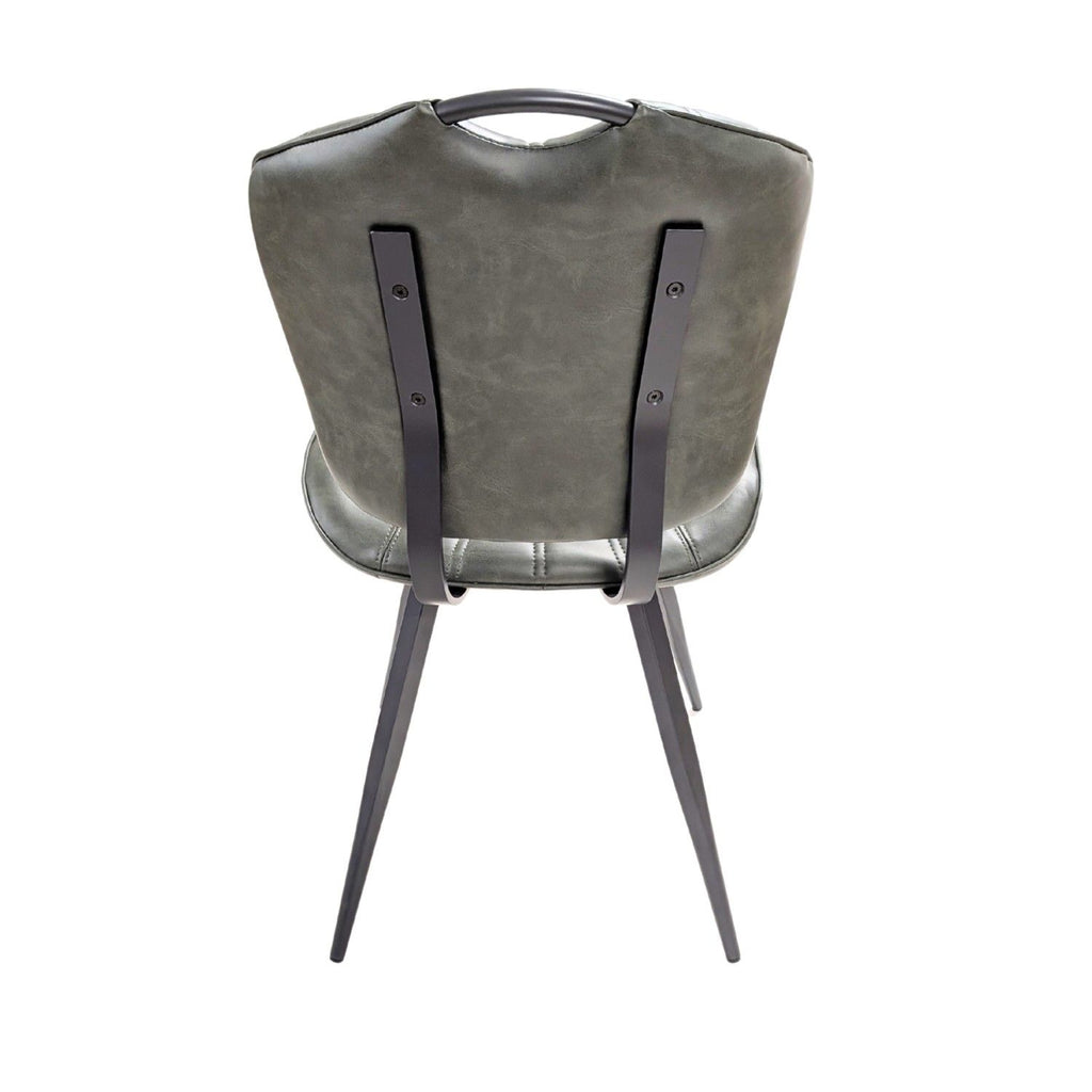 Modern Green PU Leather Upholstered Dining Chair with Black Steel Legs