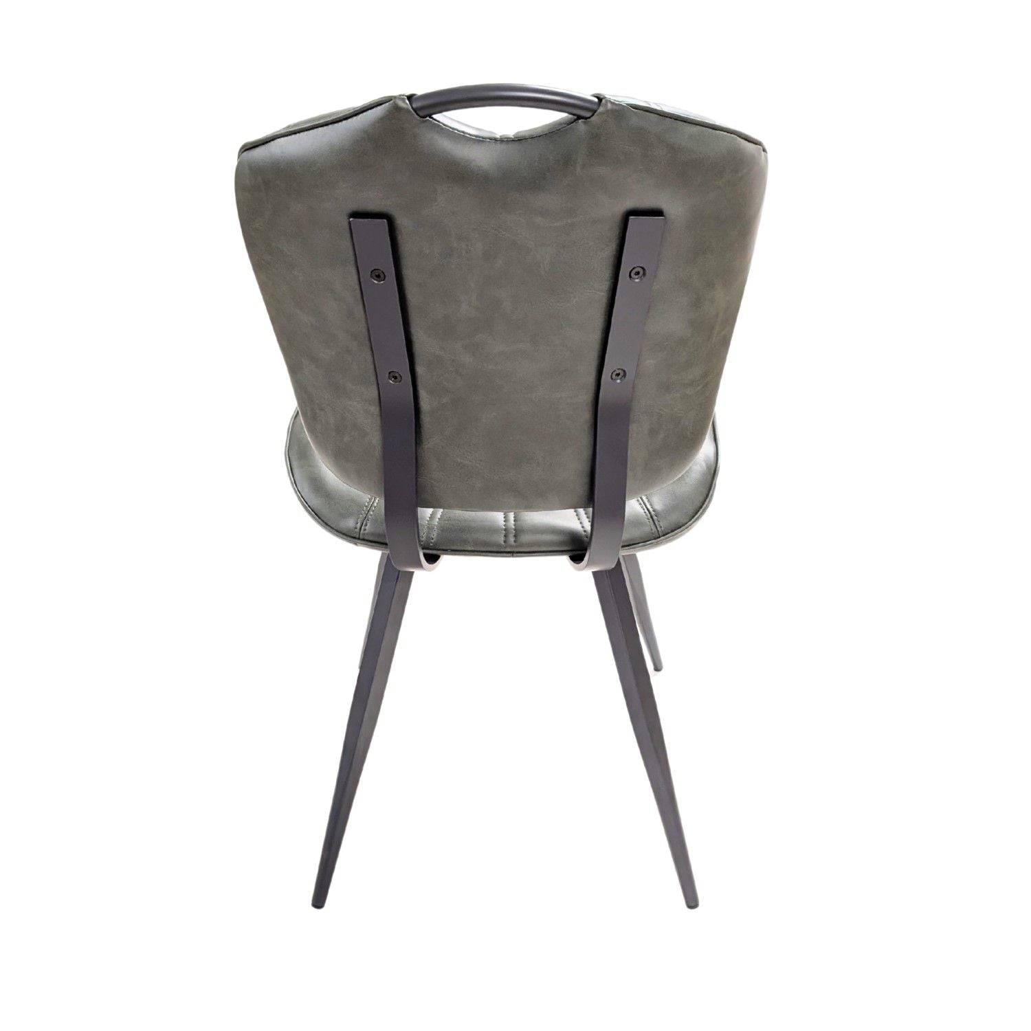 Modern Green PU Leather Upholstered Dining Chair with Black Steel Legs