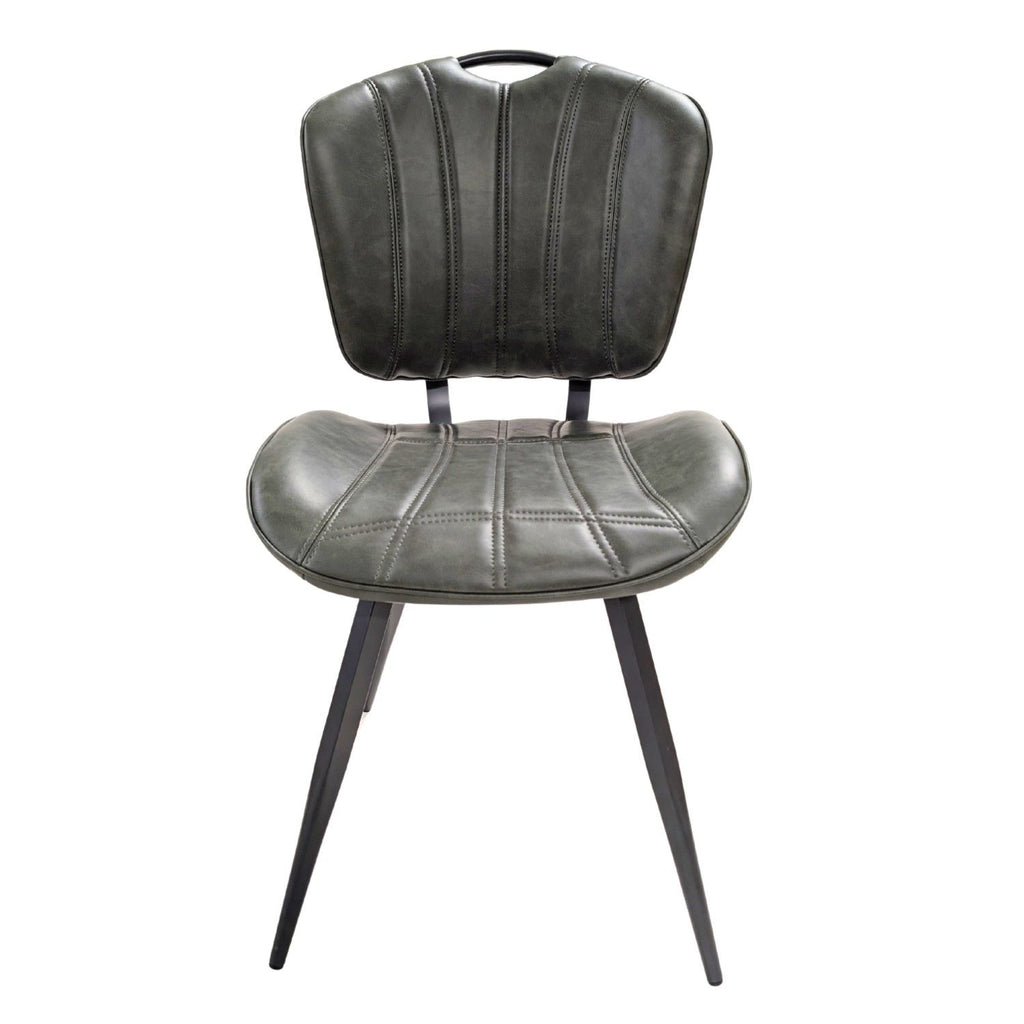 Modern Green PU Leather Upholstered Dining Chair with Black Steel Legs