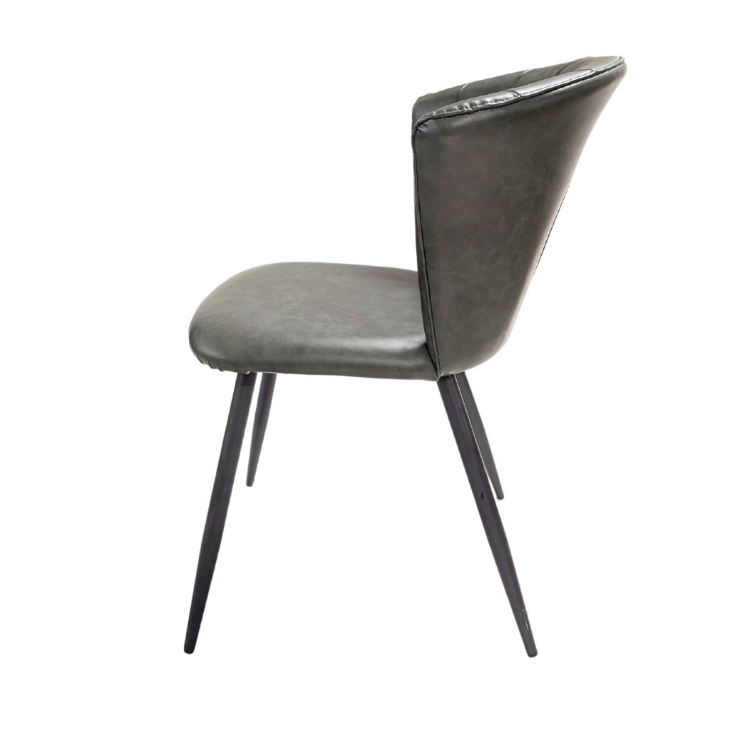 Modern Green PU Leather Upholstered Curved Back Dining Chair