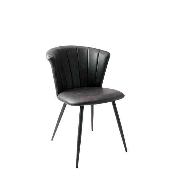 Modern Grey PU Leather Upholstered Curved Back Dining Chair