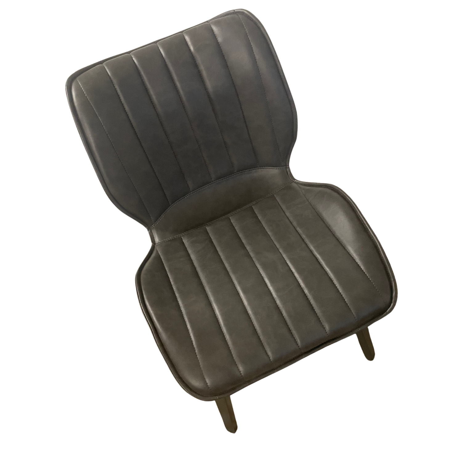 New London Ribbed Dining Chair Vegan Leather Grey SET OF 2 - Home Furniture Interiors