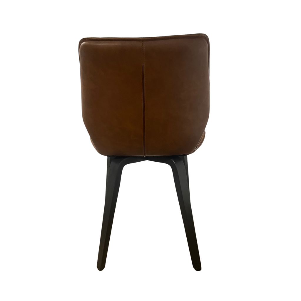 New London Ribbed Dining Chair Vegan Leather Tan SET OF 2 - Home Furniture Interiors