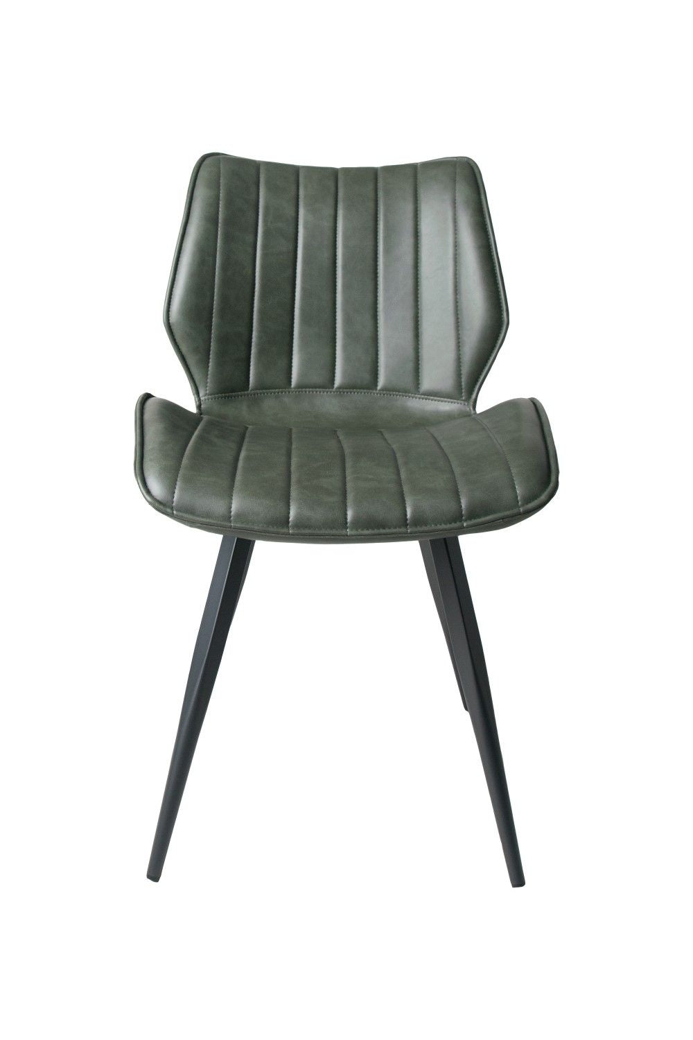 Contemporary Vegan Green Dining Chair with Contoured Seat and Steel Legs