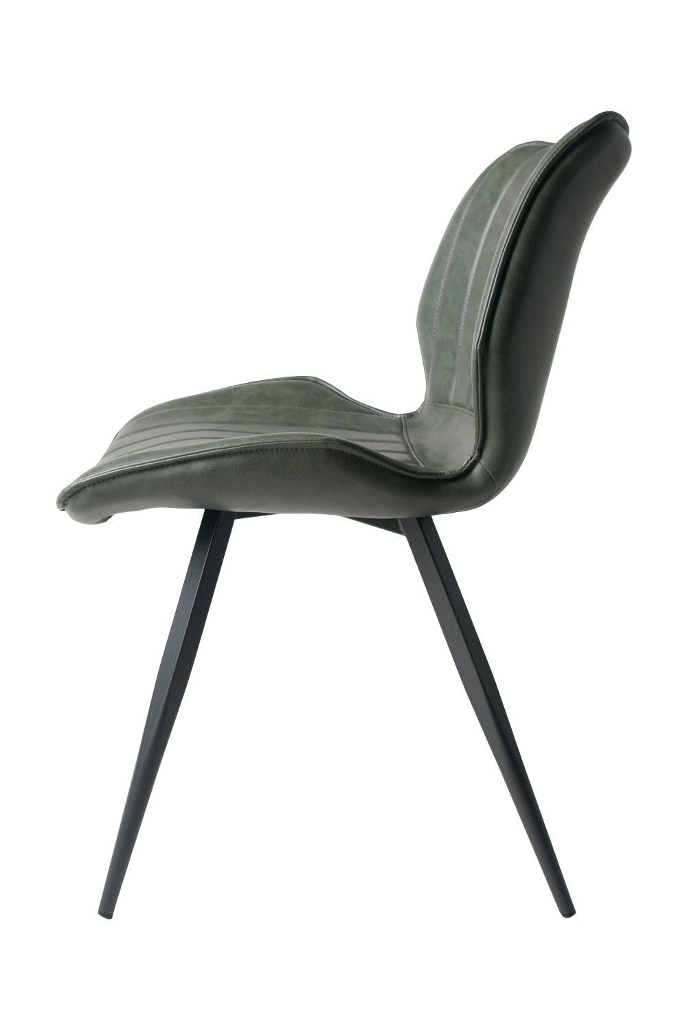 Contemporary Vegan Green Dining Chair with Contoured Seat and Steel Legs