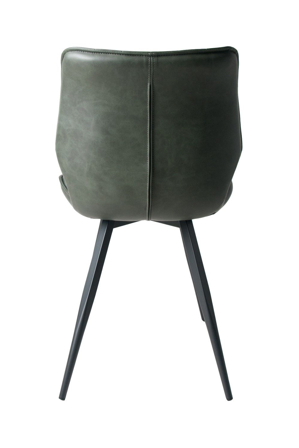 Contemporary Vegan Green Dining Chair with Contoured Seat and Steel Legs