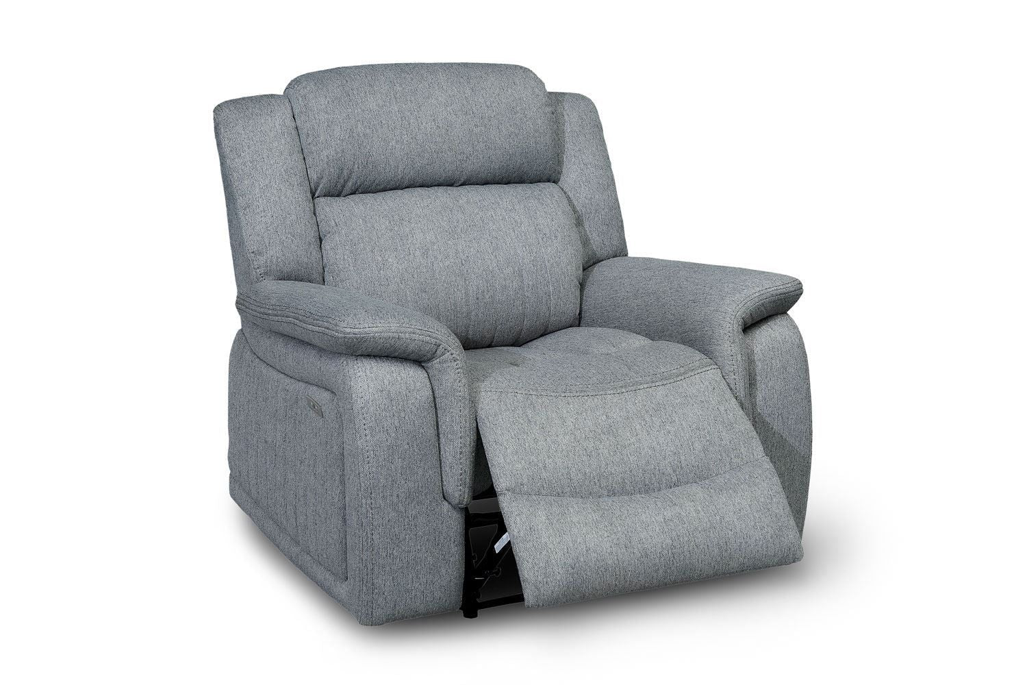 Grey Fabric Electric Recliner Armchair Pillow Top Arms - Home Furniture Interiors