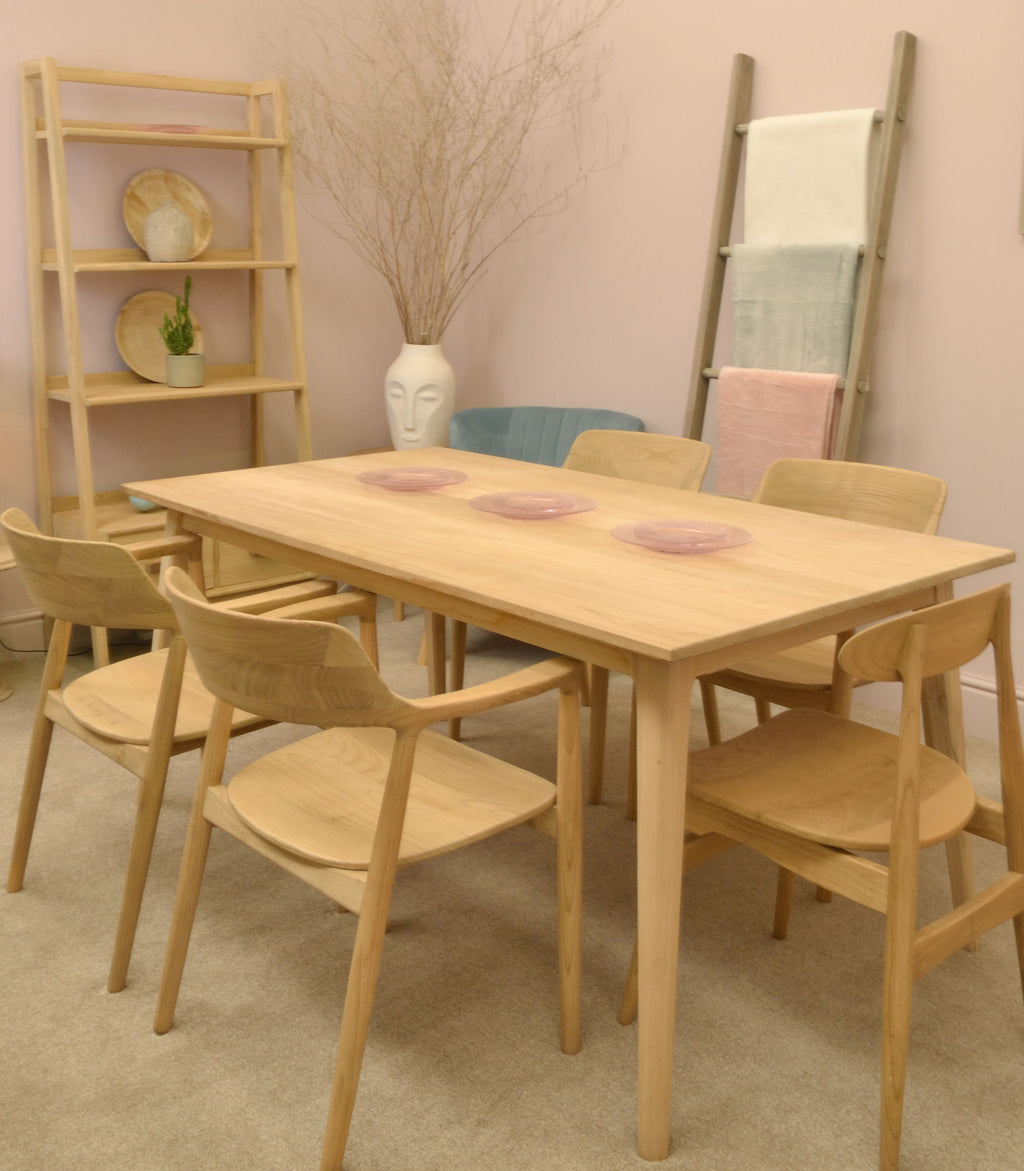 Modern Solid Wood 160cm Rectangular 6 Seater Dining Table with Tapered Legs