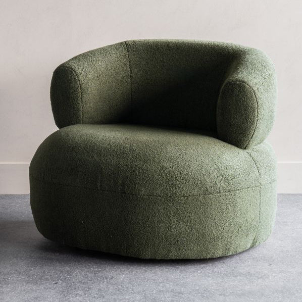 Green Boucle Upholstered Occasional Chair with Black Contrast Feet