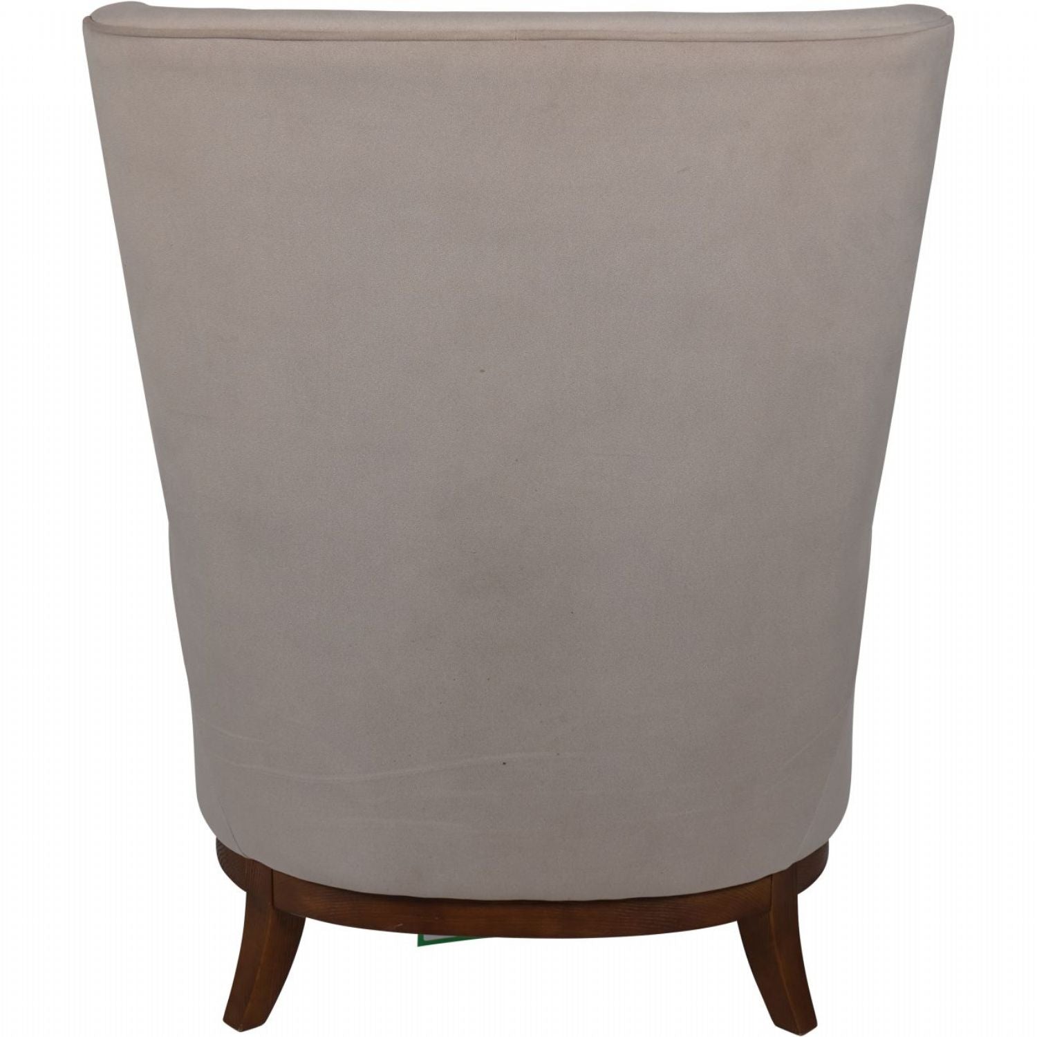 Taupe Fabric Upholstered Accent Chair with Ribbed Back and Wooden Legs