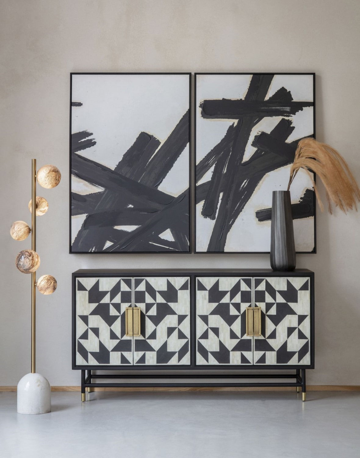 Hand Finished Brushstrokes Set of 2 Framed Canvas Wall Arts