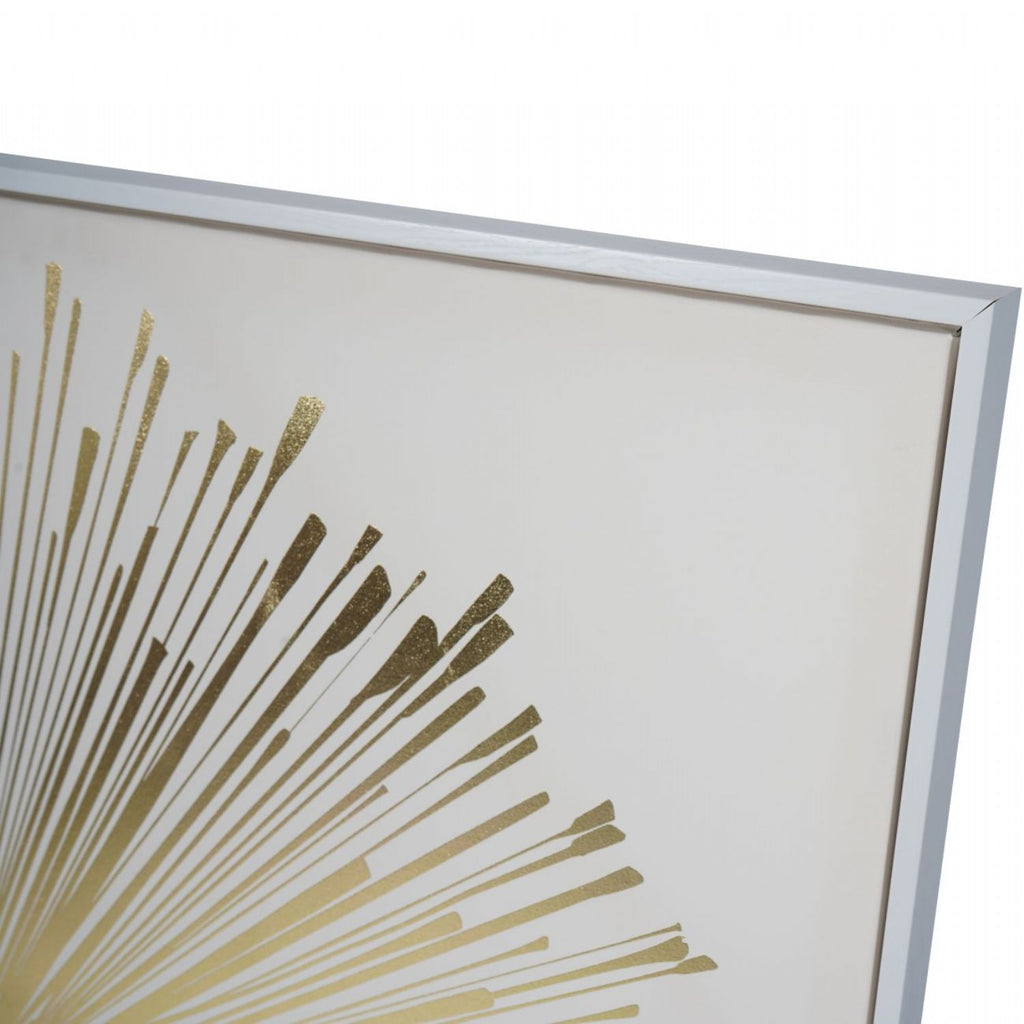 Gold Foiled Sunburst 100cm Square Framed Canvas Wall Art