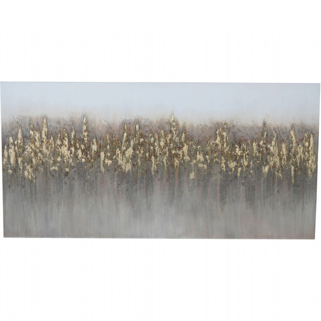 Golden Rectangular Abstract Reeds Canvas Wall Art 150 x 75cm
