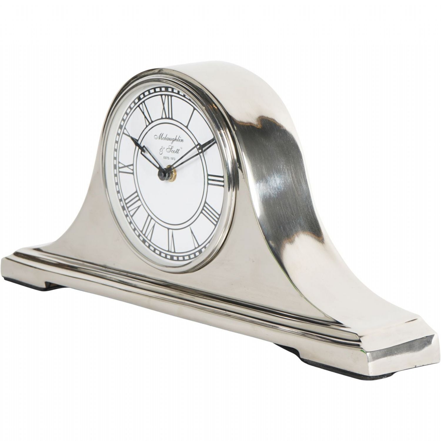Nickel Silver Finish Metal Carriage Mantel Table Clock