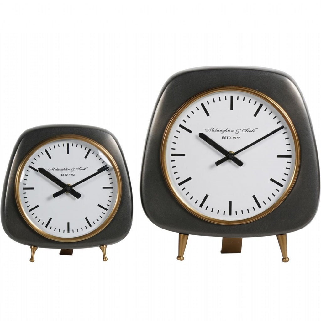 Mid Century Retro Style Small 20cm Nickel Table Clock