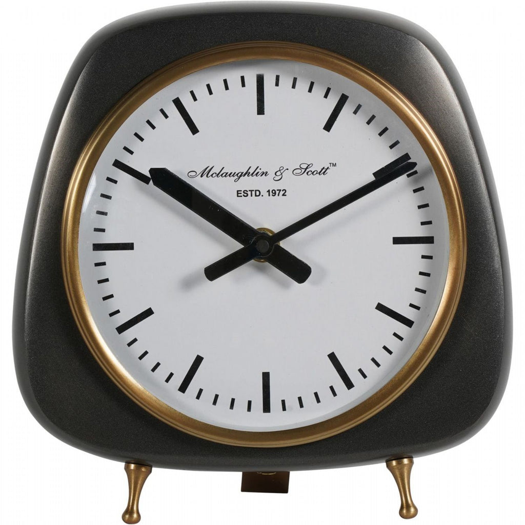 Mid Century Retro Style Small 20cm Nickel Table Clock