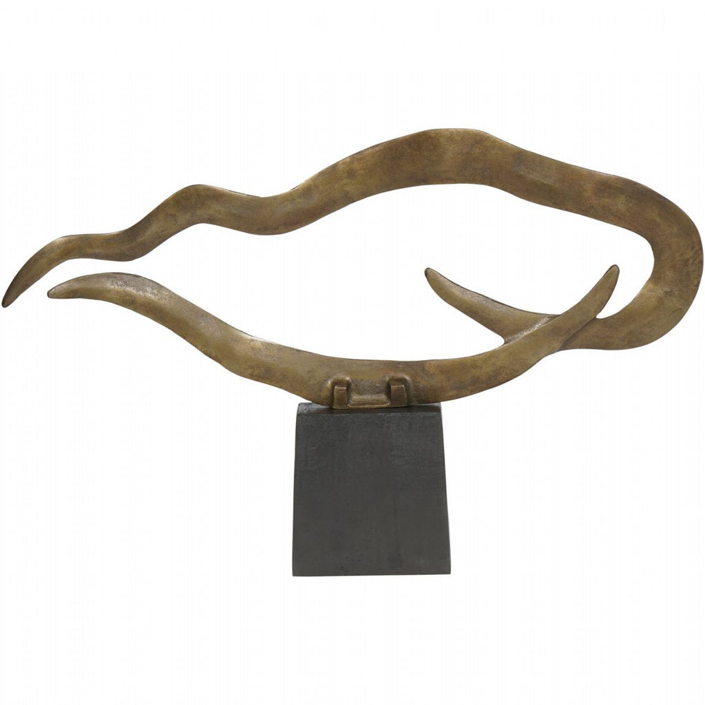 Small Textured Brass Abstract Metal Sculpture