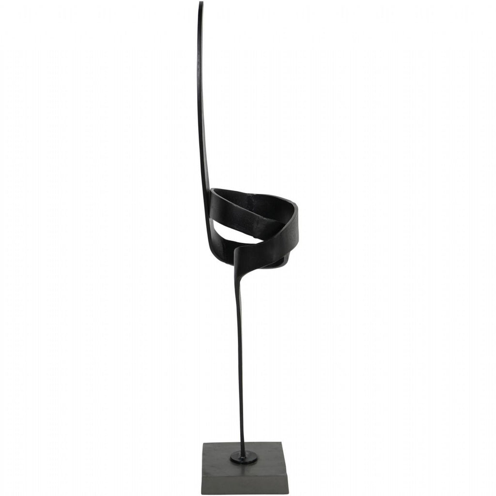 Matt Black Painted Textured Brass Aluminium Abstract Sculpture