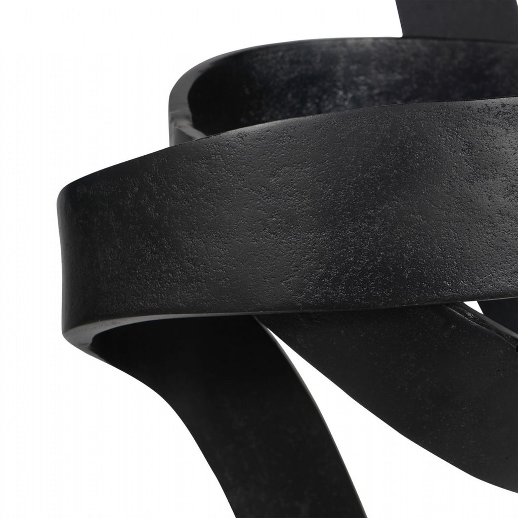 Matt Black Painted Textured Brass Aluminium Abstract Sculpture