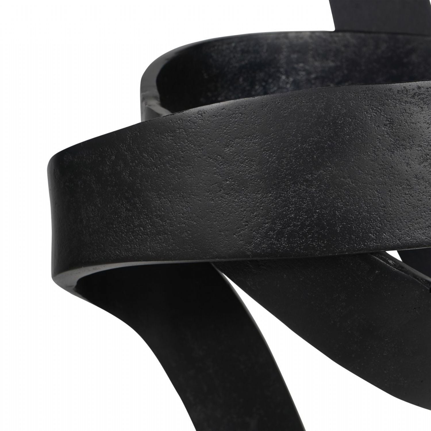 Matt Black Painted Textured Brass Aluminium Abstract Sculpture