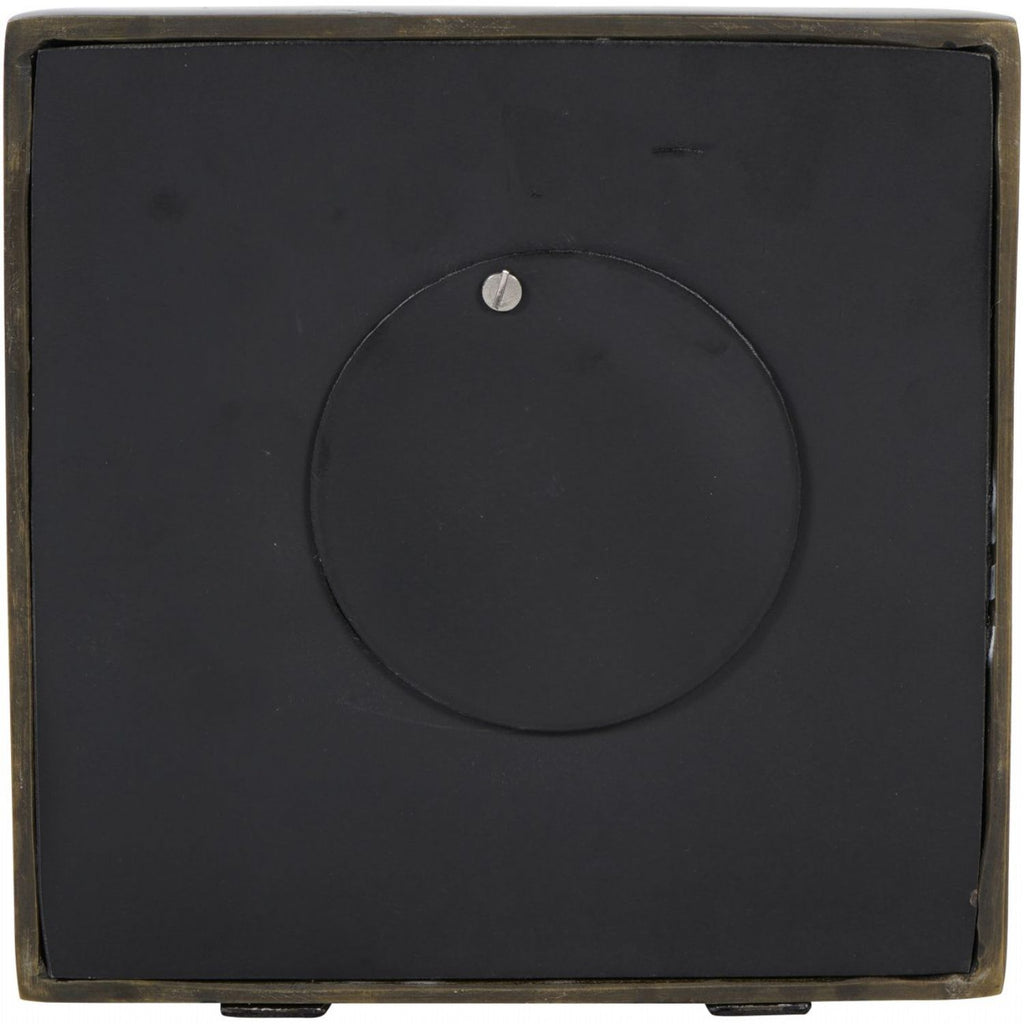 Antiqued Burnished Brass Finish Square Mantel Clock