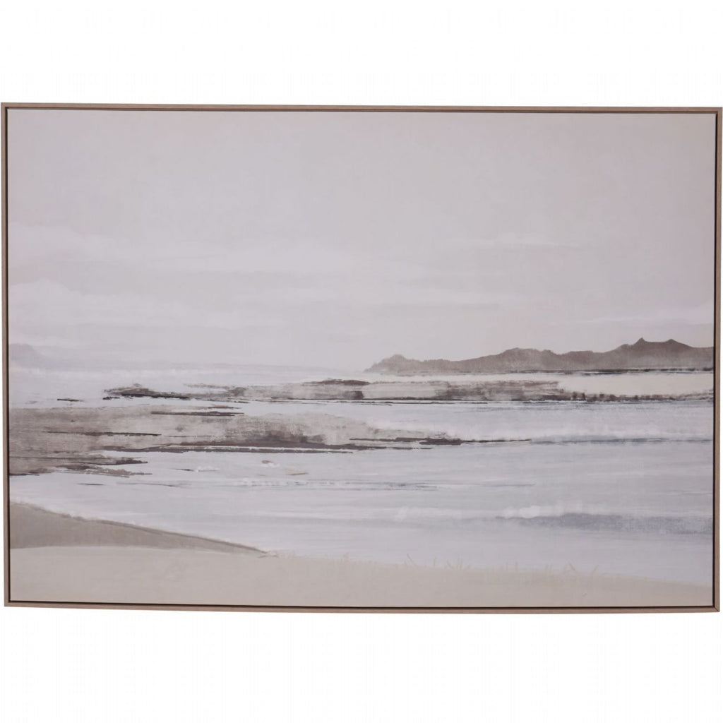 Blurred Seascape Brown Wooden Framed Canvas Wall Art Picture