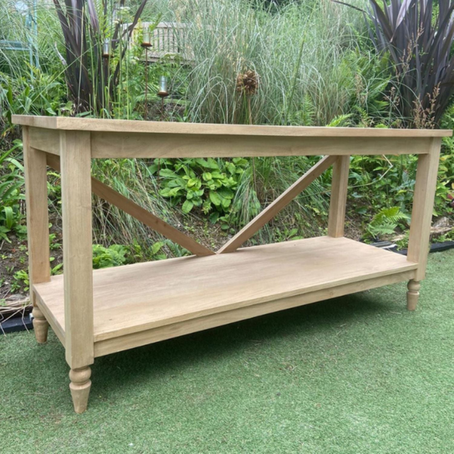 Traditional Mahogany Small Rectangular Console Table with Lower Shelf