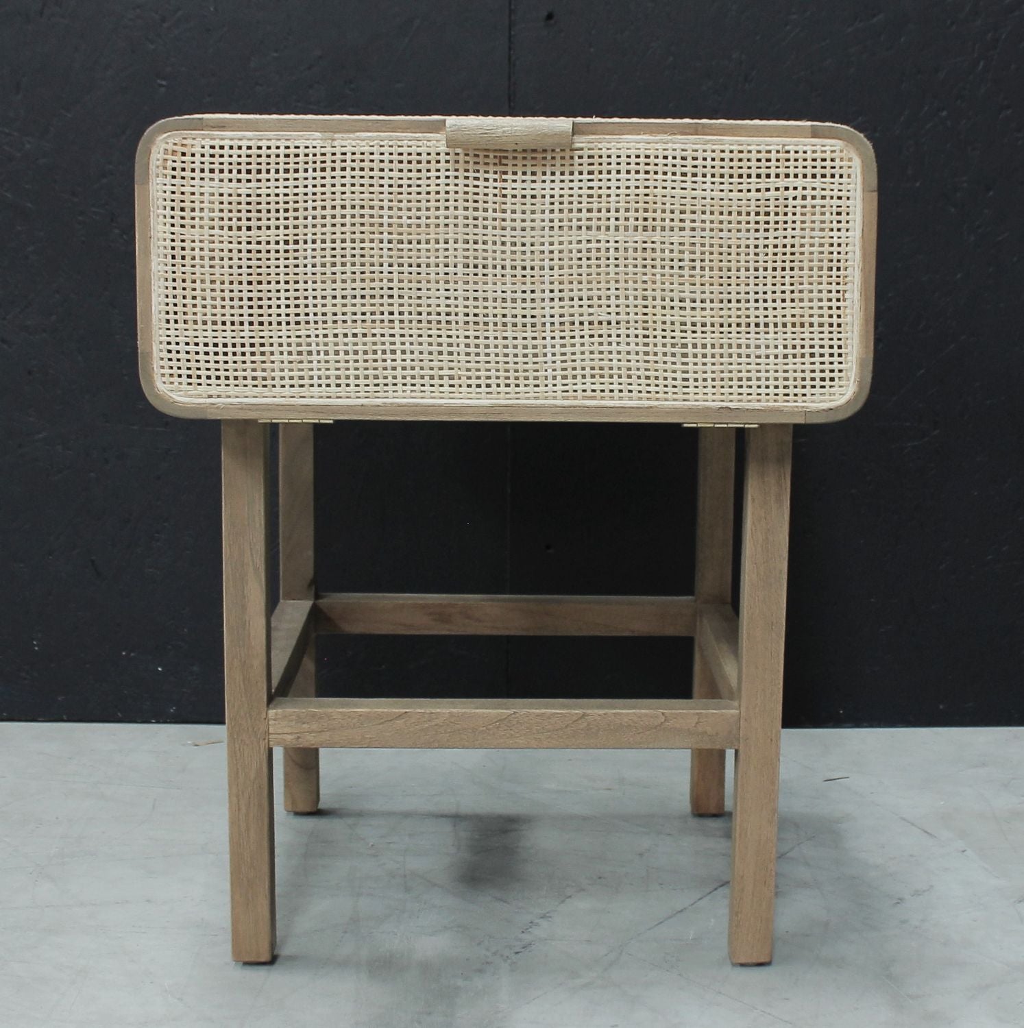 Boho Chic Rattan Teak Wood Bedside Cabinet with Storage