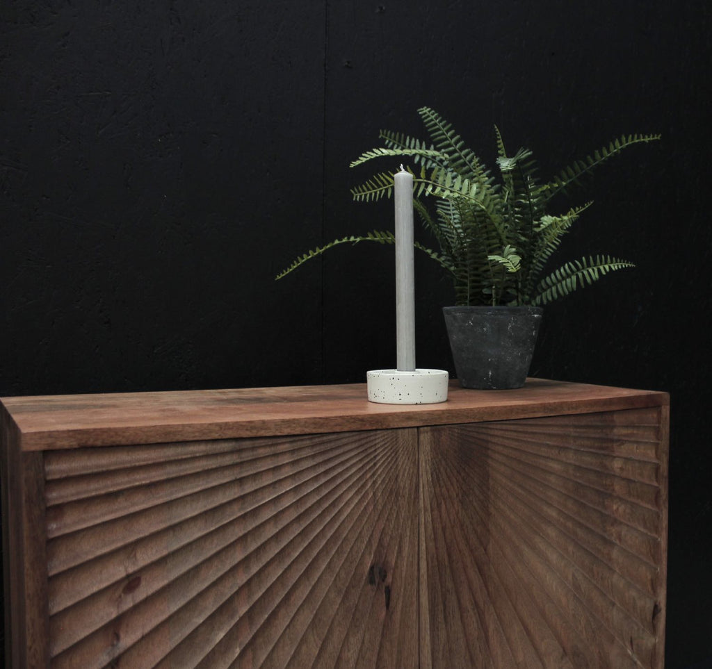 Brown Sunburst Pattern Carved Mango Wood Sideboard