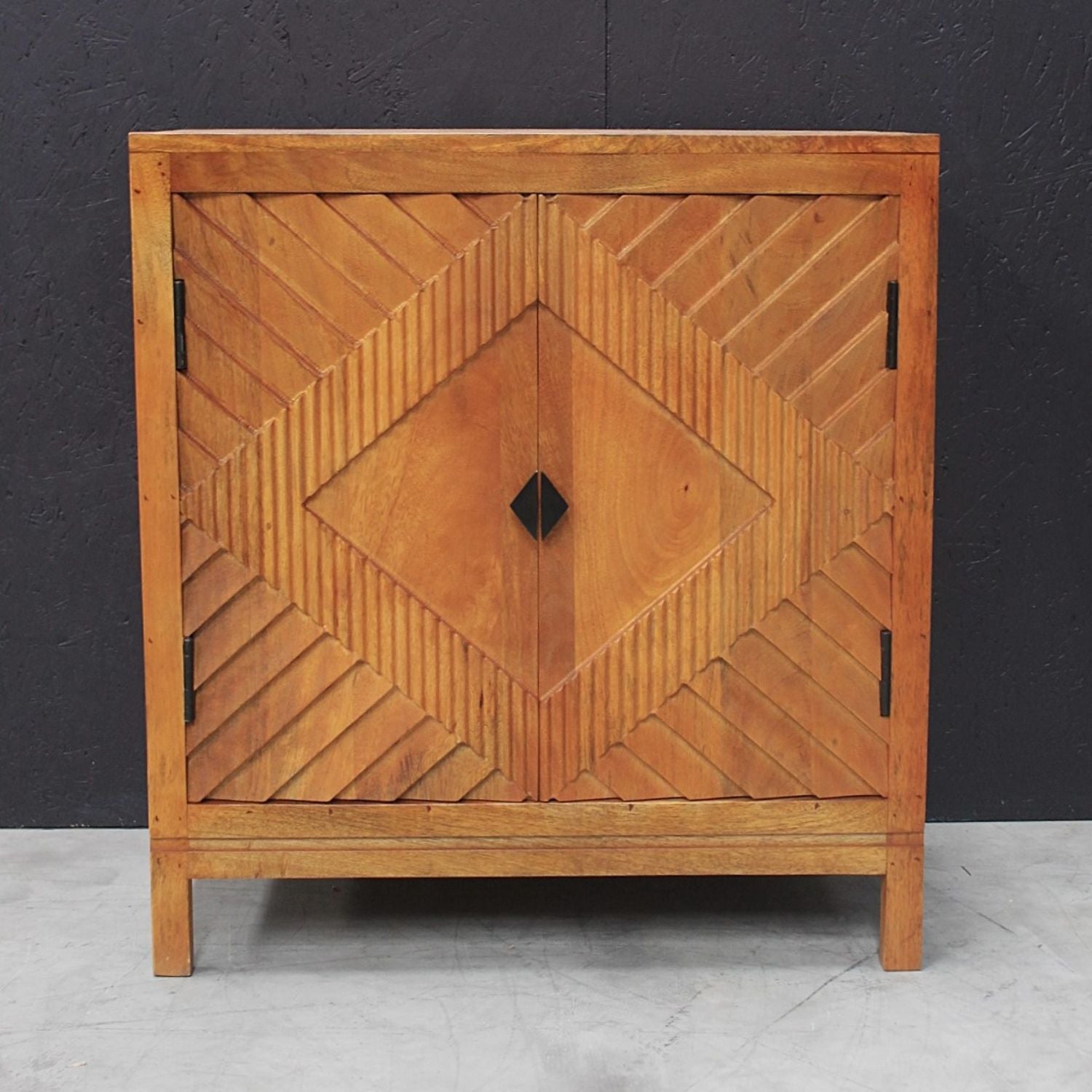 Natural Mango Wood 2 Door Sideboard with Ridged Diamond Pattern