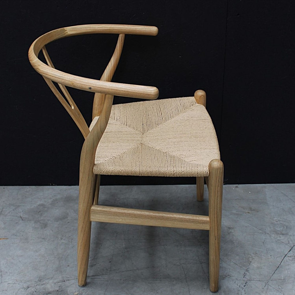 Classic Natural Solid Wood Wishbone Dining Chair with Loom Seat